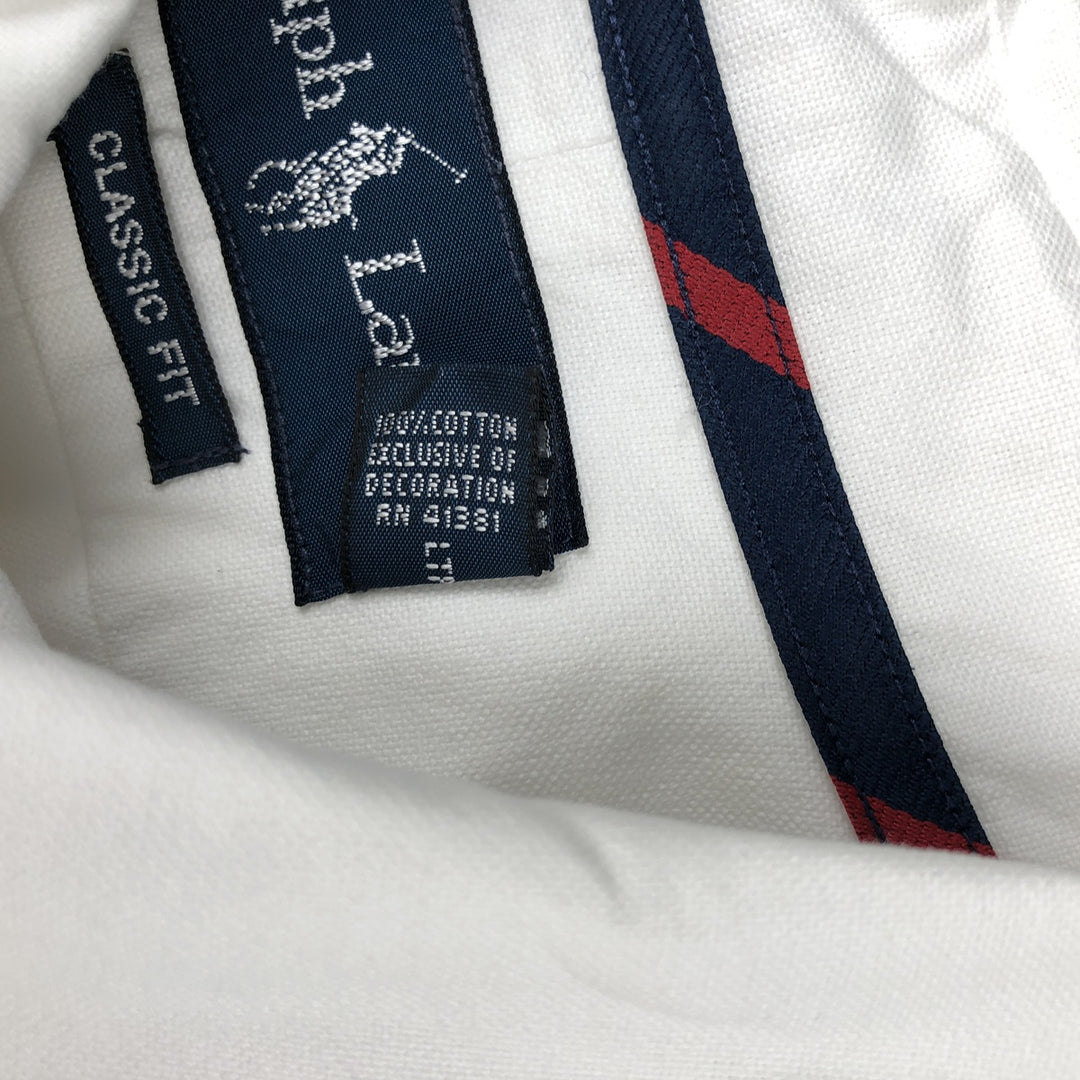 Ralph Lauren Classic Fit short sleeve button down shirt, men's size L cotton white type Vintage Second Hand