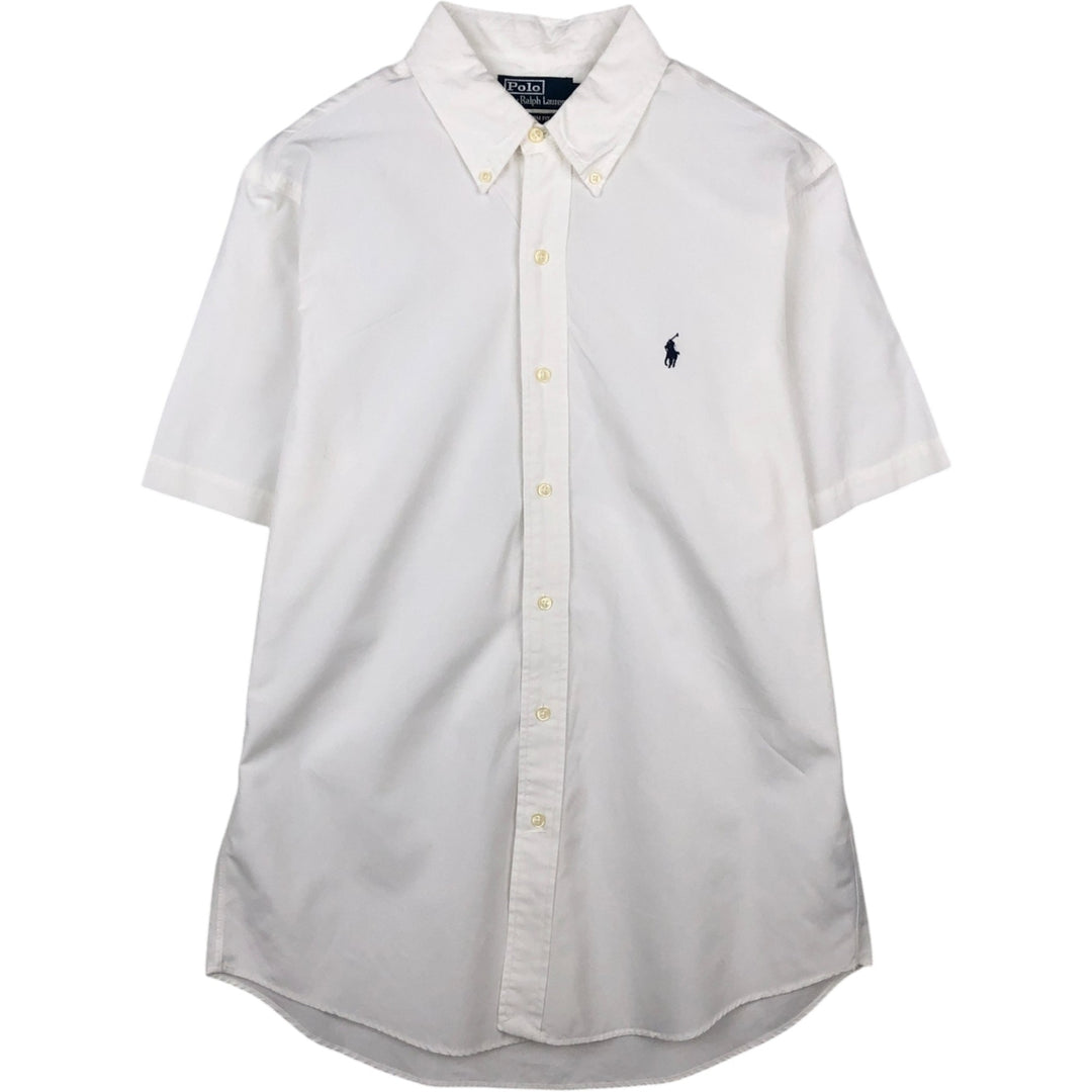 Ralph Lauren CUSTOM FIT short sleeve button down shirt, men's size M cotton white type Vintage Second Hand