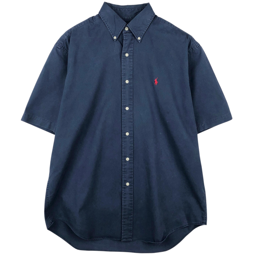Ralph Lauren BLAKE short sleeve button down shirt, men's size M cotton navy blue type Vintage Second Hand