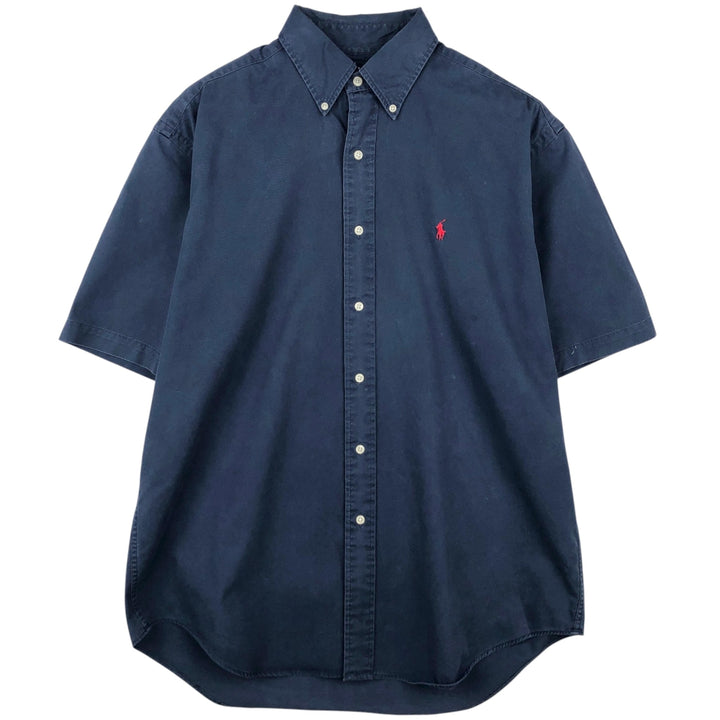 Ralph Lauren BLAKE short sleeve button down shirt, men's size M cotton navy blue type Vintage Second Hand