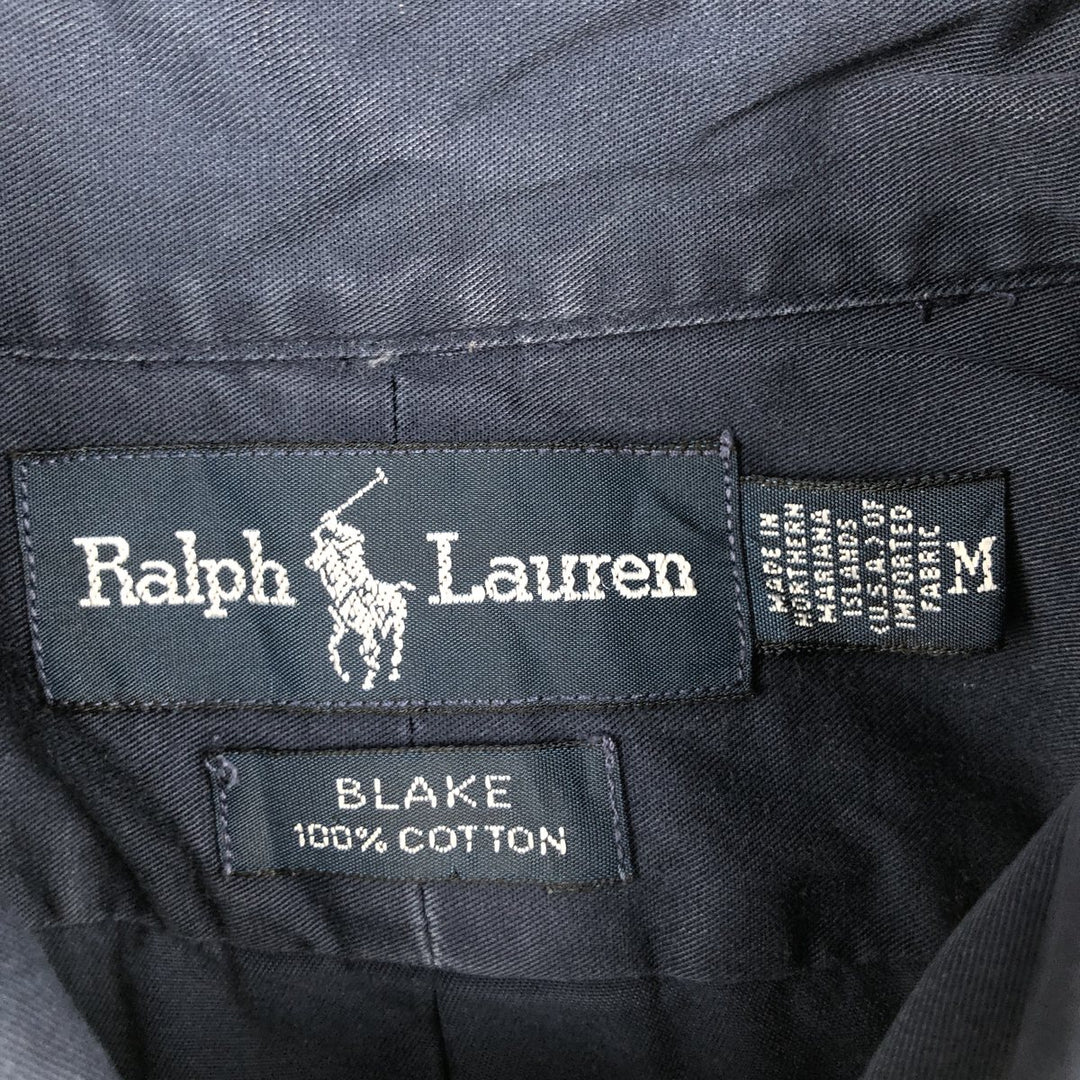 Ralph Lauren BLAKE short sleeve button down shirt, men's size M cotton navy blue type Vintage Second Hand