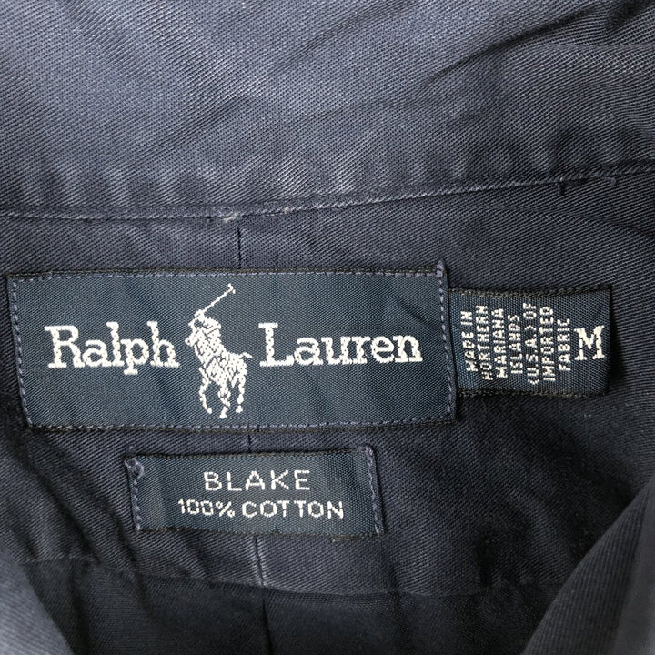 Ralph Lauren BLAKE short sleeve button down shirt, men's size M cotton navy blue type Vintage Second Hand
