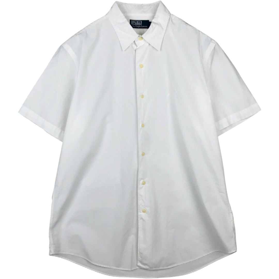 Ralph Lauren POLO by Ralph Lauren Short-Sleeve Cotton Shirt, Men's Size L (approx.) cotton white type Vintage Second Hand
