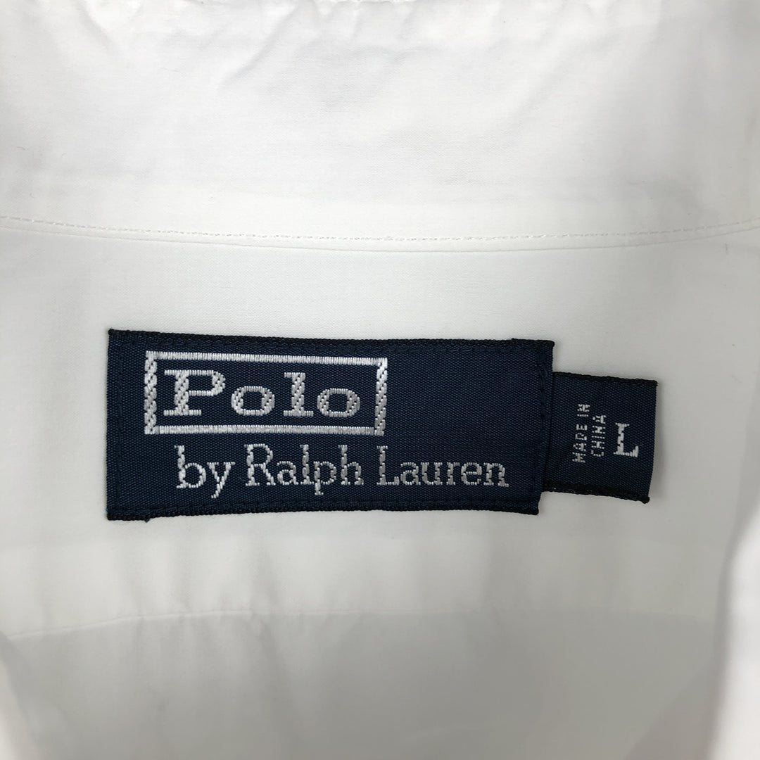 Ralph Lauren POLO by Ralph Lauren Short-Sleeve Cotton Shirt, Men's Size L (approx.) cotton white type Vintage Second Hand