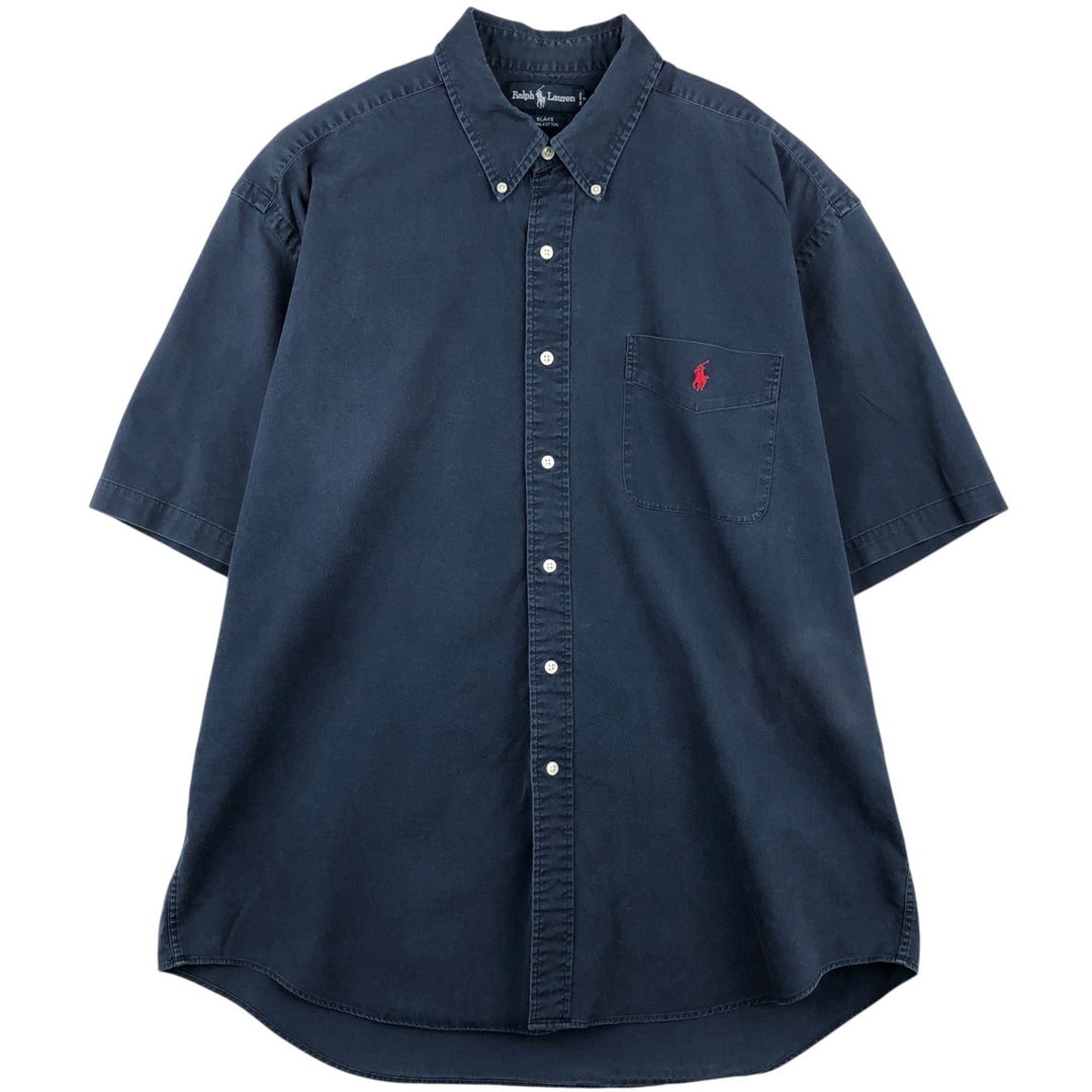Ralph Lauren BLAKE short sleeve button down shirt, men's XL size cotton navy blue type Vintage Second Hand