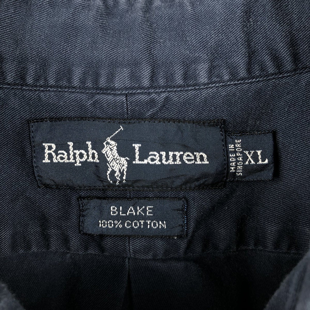 Ralph Lauren BLAKE short sleeve button down shirt, men's XL size cotton navy blue type Vintage Second Hand