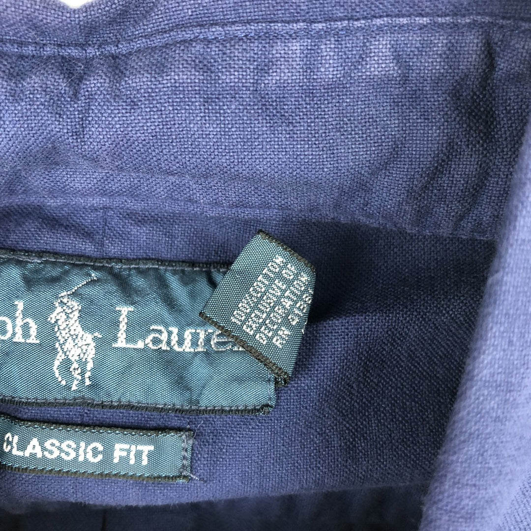 Ralph Lauren Classic Fit short sleeve button down shirt, men's size L cotton blue type Vintage Second Hand