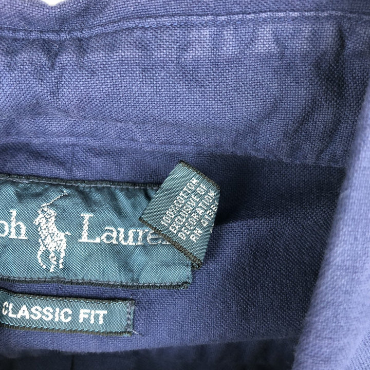 Ralph Lauren Classic Fit short sleeve button down shirt, men's size L cotton blue type Vintage Second Hand