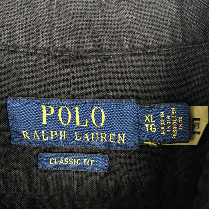 Ralph Lauren POLO RALPH LAUREN short sleeve button down shirt men's XL size cotton black type Vintage Second Hand