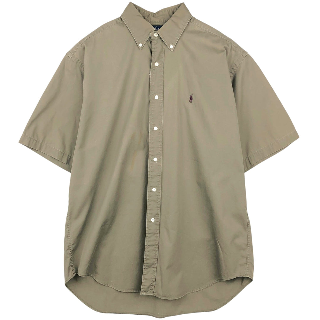 Ralph Lauren BLAKE short sleeve button down shirt, men's size L cotton Khaki type Vintage Second Hand