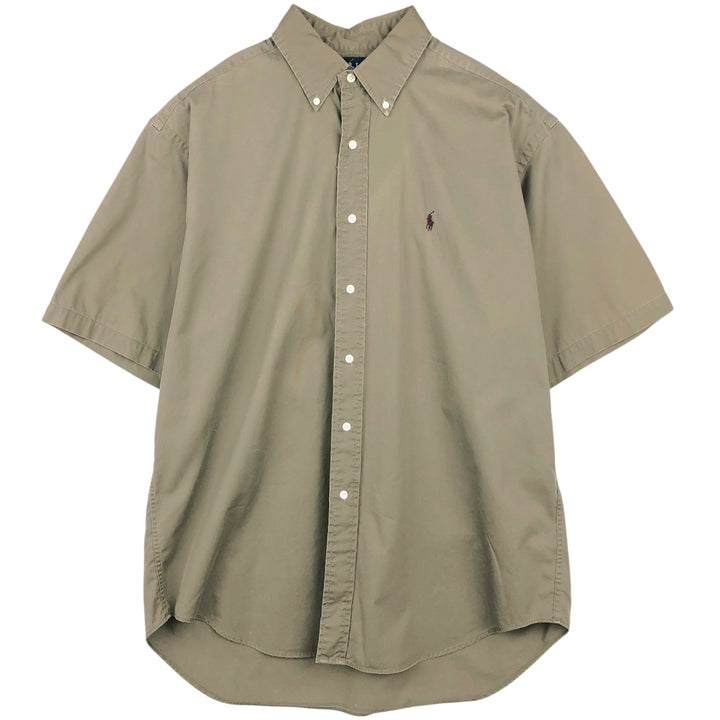 Ralph Lauren BLAKE short sleeve button down shirt, men's size L cotton Khaki type Vintage Second Hand