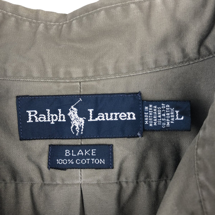 Ralph Lauren BLAKE short sleeve button down shirt, men's size L cotton Khaki type Vintage Second Hand