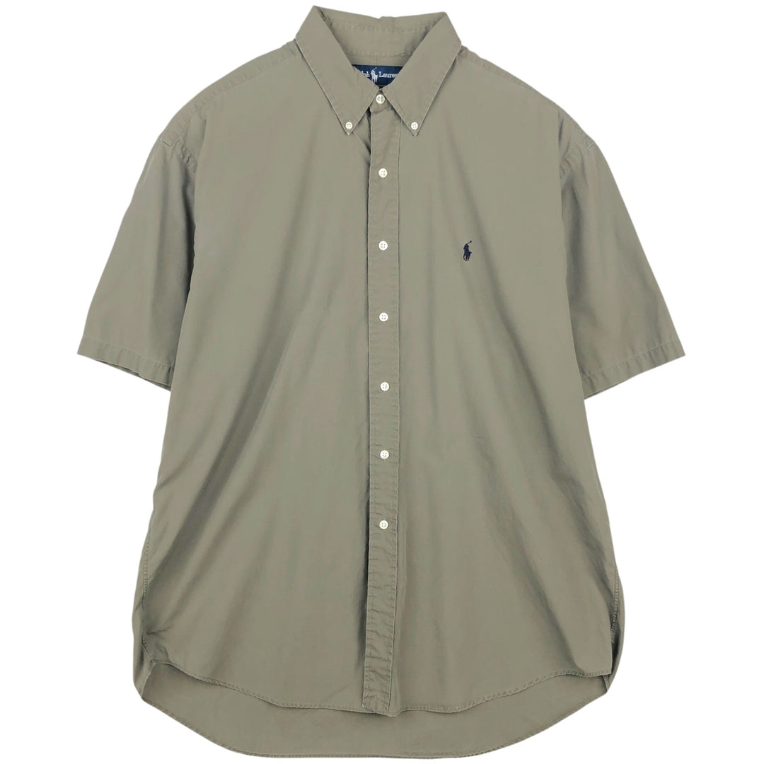 Ralph Lauren BLAKE short sleeve button down shirt, men's XL size cotton Khaki type Vintage Second Hand