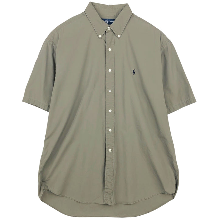 Ralph Lauren BLAKE short sleeve button down shirt, men's XL size cotton Khaki type Vintage Second Hand
