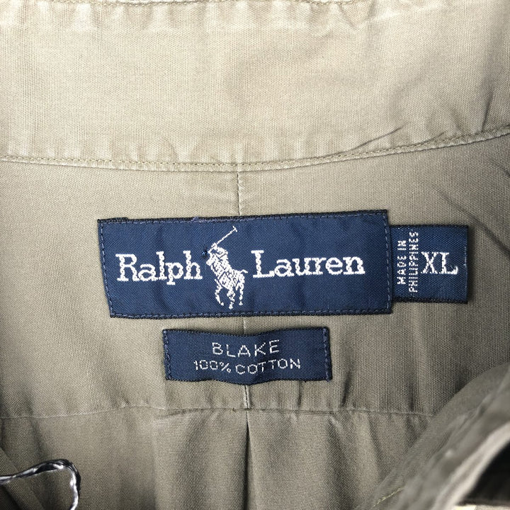 Ralph Lauren BLAKE short sleeve button down shirt, men's XL size cotton Khaki type Vintage Second Hand