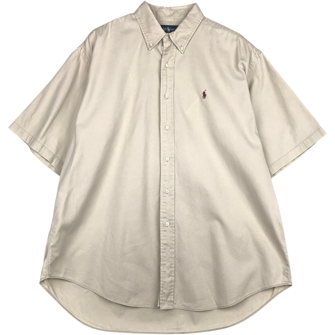 Ralph Lauren short sleeve button down shirt, men's XL size cotton Beige type Vintage Second Hand