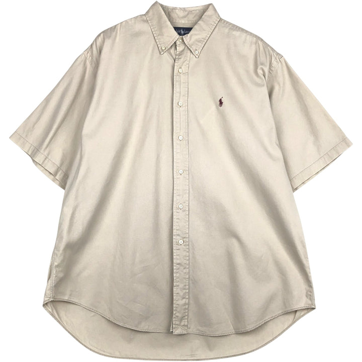 Ralph Lauren short sleeve button down shirt, men's XL size cotton Beige type Vintage Second Hand