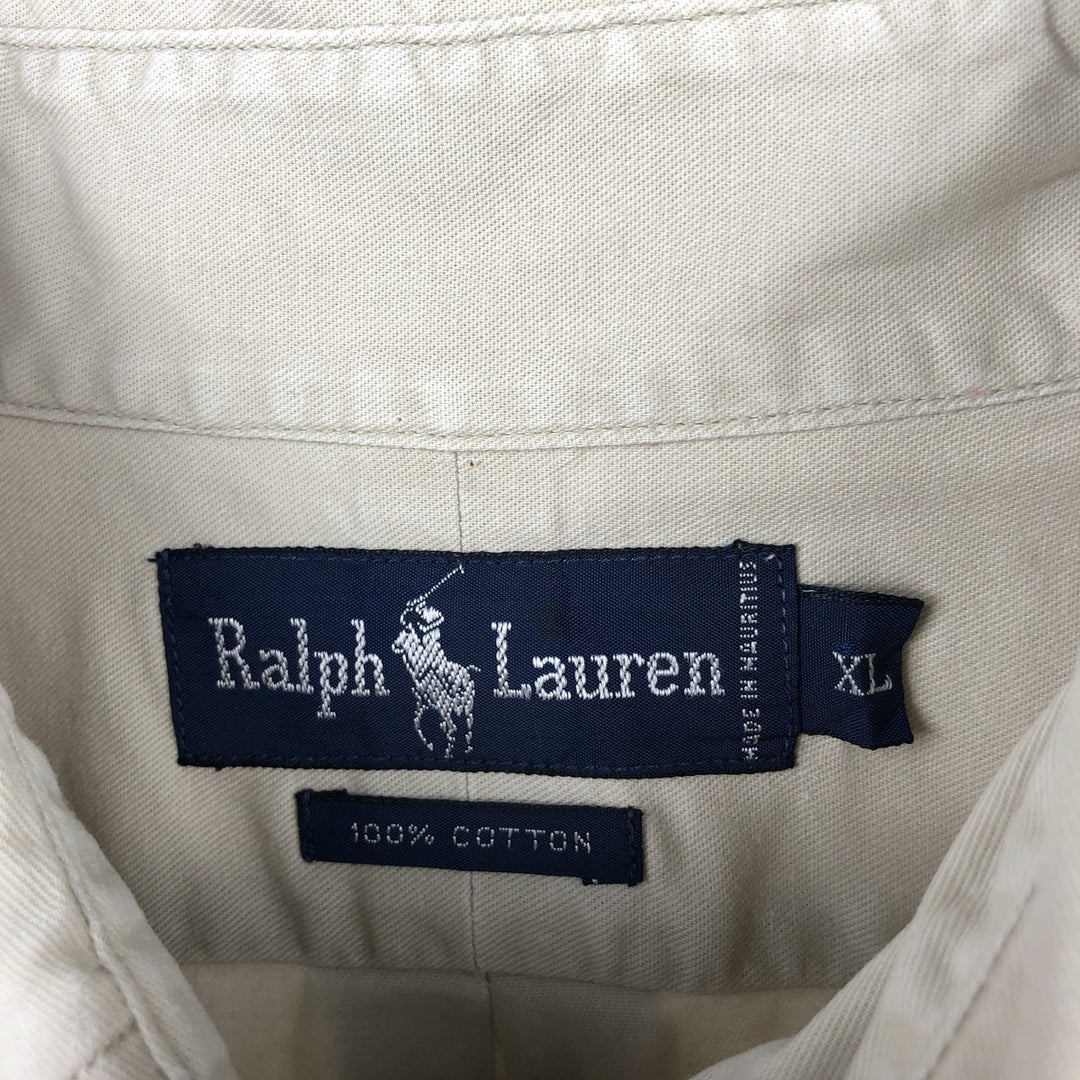 Ralph Lauren short sleeve button down shirt, men's XL size cotton Beige type Vintage Second Hand