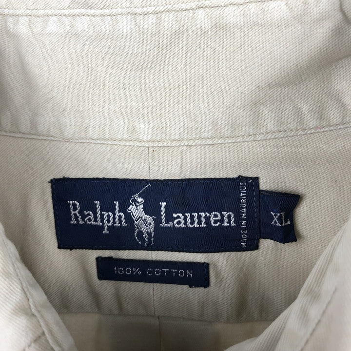Ralph Lauren short sleeve button down shirt, men's XL size cotton Beige type Vintage Second Hand