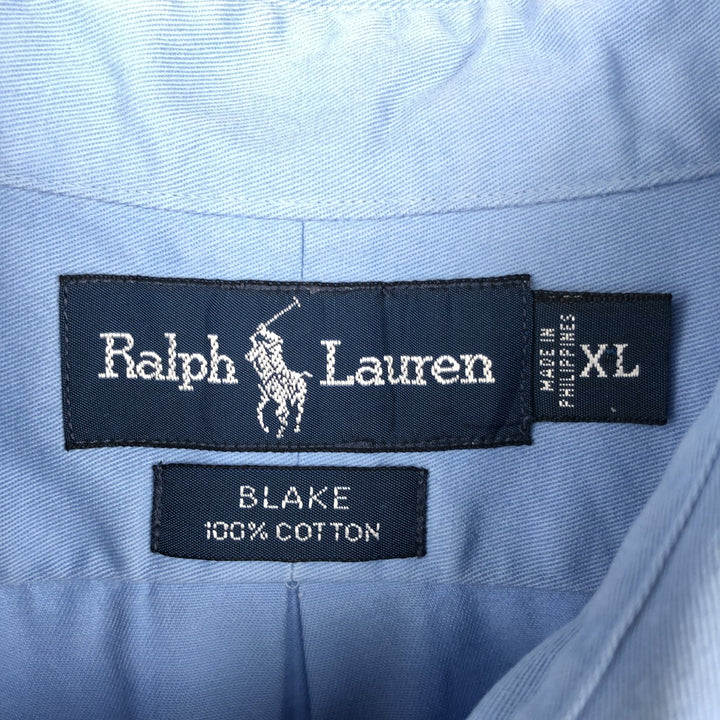 Ralph Lauren BLAKE short sleeve button down shirt, men's XL size cotton Blue type light blue Vintage Second Hand