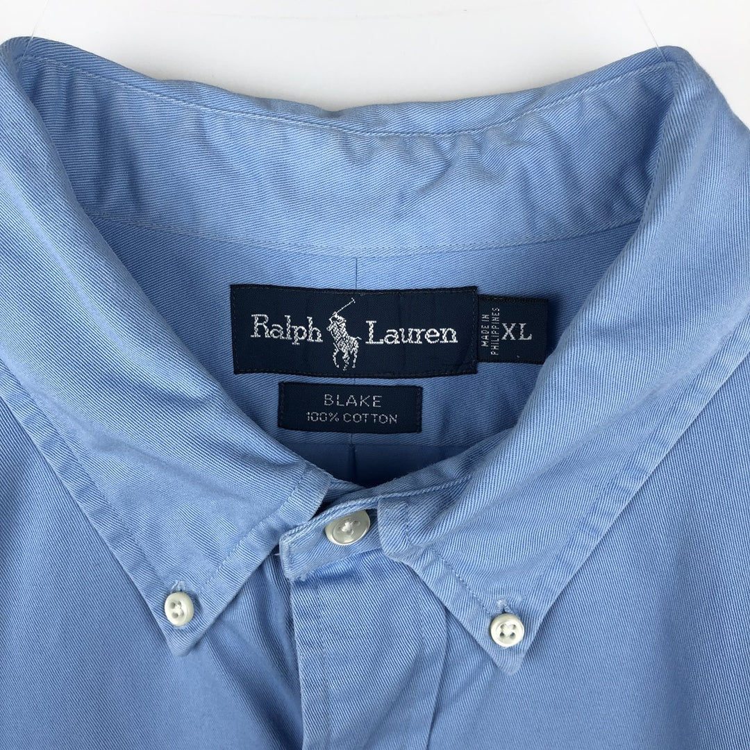 Ralph Lauren BLAKE short sleeve button down shirt, men's XL size cotton Blue type light blue Vintage Second Hand