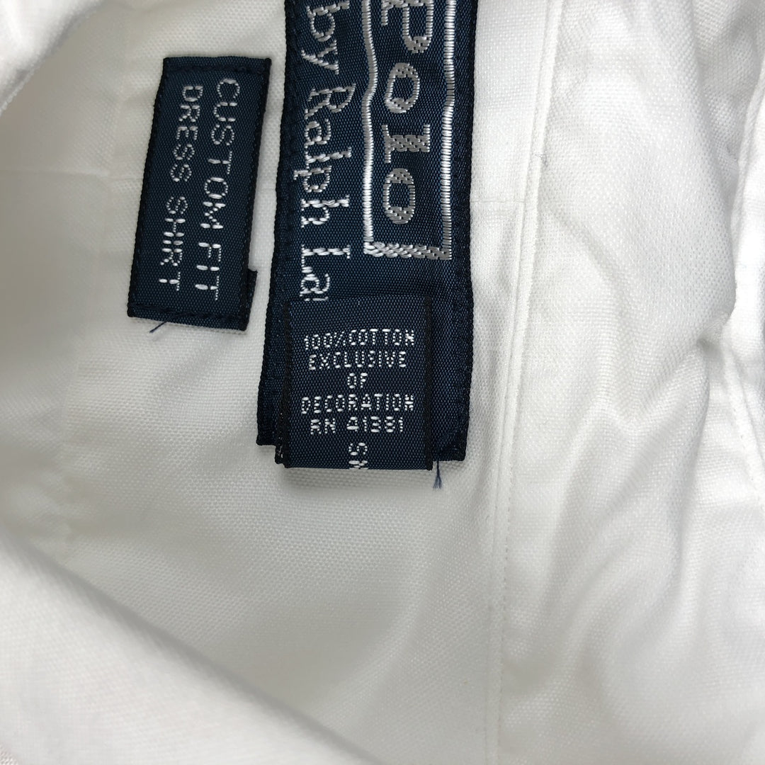 Ralph Lauren CUSTOM FIT short sleeve button down shirt, men's size L cotton white type Vintage Second Hand
