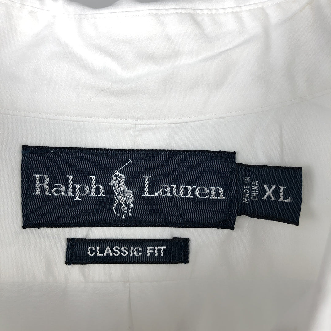 Ralph Lauren Classic Fit Short Sleeve Button Down Shirt Men's XL cotton white type Vintage Second Hand