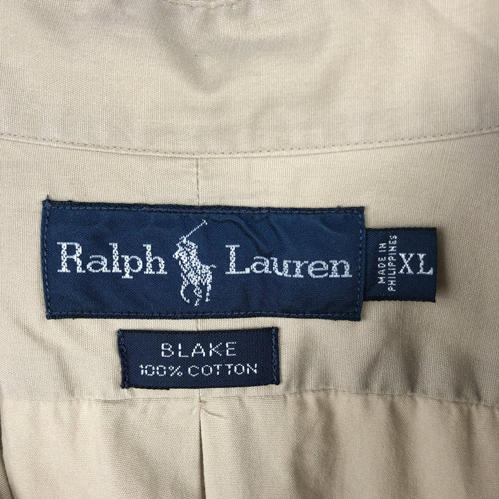 Ralph Lauren BLAKE short sleeve button down shirt, men's XL size cotton Beige type Vintage Second Hand