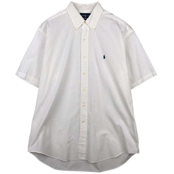 Ralph Lauren BLAKE short sleeve button down shirt, men's size L cotton white type Vintage Second Hand