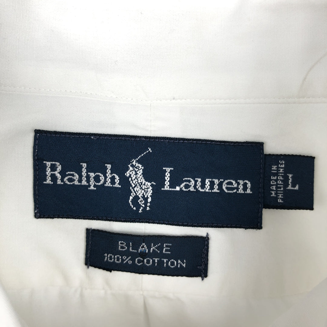 Ralph Lauren BLAKE short sleeve button down shirt, men's size L cotton white type Vintage Second Hand