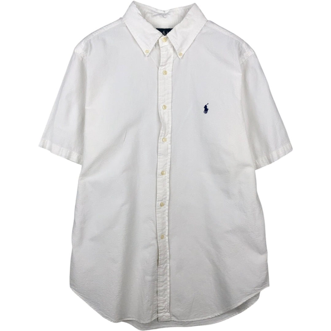 Ralph Lauren Classic Fit Seersucker Short Sleeve Button Down Shirt, Men's Size L cotton white type Vintage Second Hand