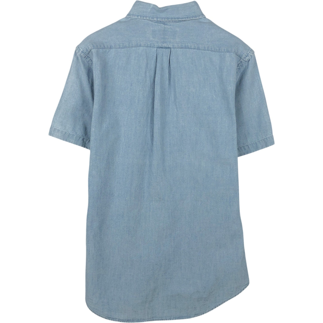 Ralph Lauren SLIM FIT Slim fit short sleeve button down shirt Men's M size cotton Blue type light blue Vintage Second Hand