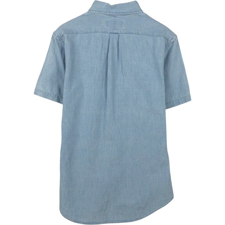 Ralph Lauren SLIM FIT Slim fit short sleeve button down shirt Men's M size cotton Blue type light blue Vintage Second Hand