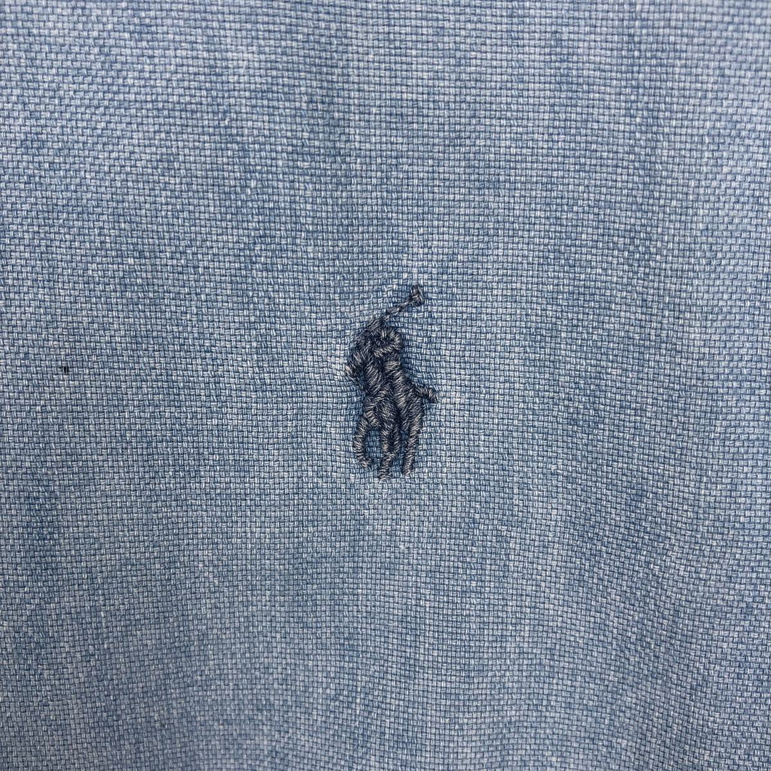 Ralph Lauren SLIM FIT Slim fit short sleeve button down shirt Men's M size cotton Blue type light blue Vintage Second Hand