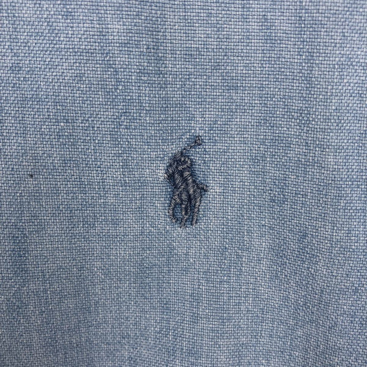 Ralph Lauren SLIM FIT Slim fit short sleeve button down shirt Men's M size cotton Blue type light blue Vintage Second Hand