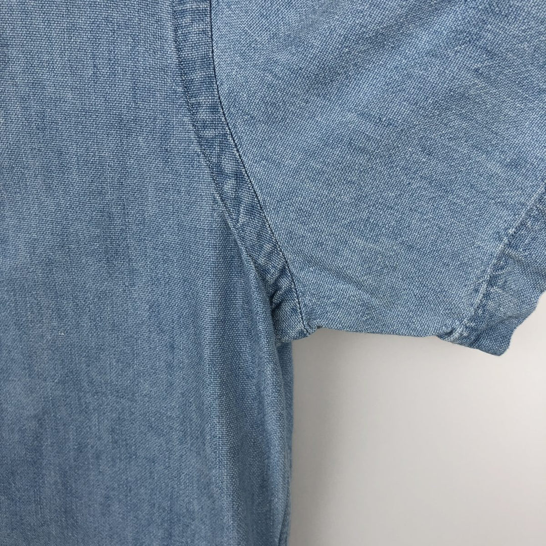 Ralph Lauren SLIM FIT Slim fit short sleeve button down shirt Men's M size cotton Blue type light blue Vintage Second Hand