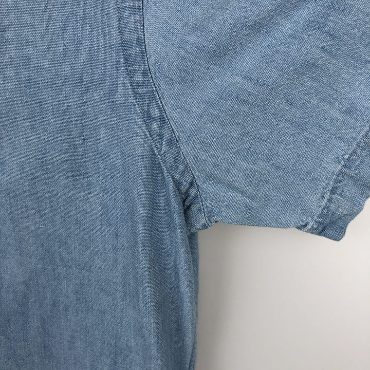Ralph Lauren SLIM FIT Slim fit short sleeve button down shirt Men's M size cotton Blue type light blue Vintage Second Hand