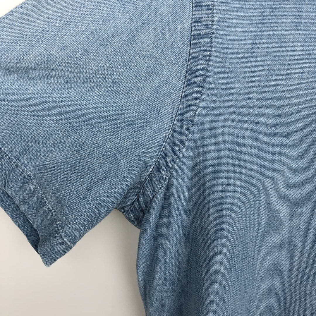 Ralph Lauren SLIM FIT Slim fit short sleeve button down shirt Men's M size cotton Blue type light blue Vintage Second Hand