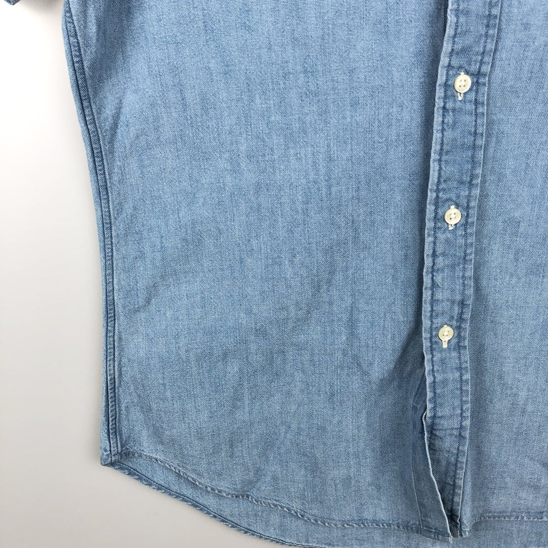 Ralph Lauren SLIM FIT Slim fit short sleeve button down shirt Men's M size cotton Blue type light blue Vintage Second Hand