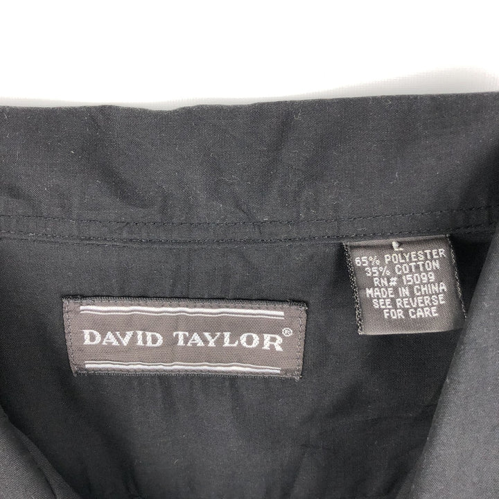 90'S David Taylor Short-Sleeve Open-Collar Mexican Shirt / Cuban Shirt / Boxy Shirt / Men's Size L (Equivalent) Vintage polyester black type Vintage Second Hand