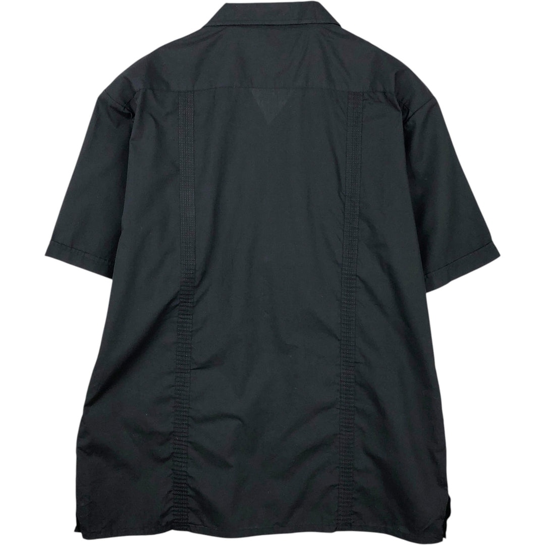 OMEGA fashion Short-sleeved open-collar Mexican shirt, Cuban shirt, boxy shirt, men's size XL. cotton black type Vintage Second Hand