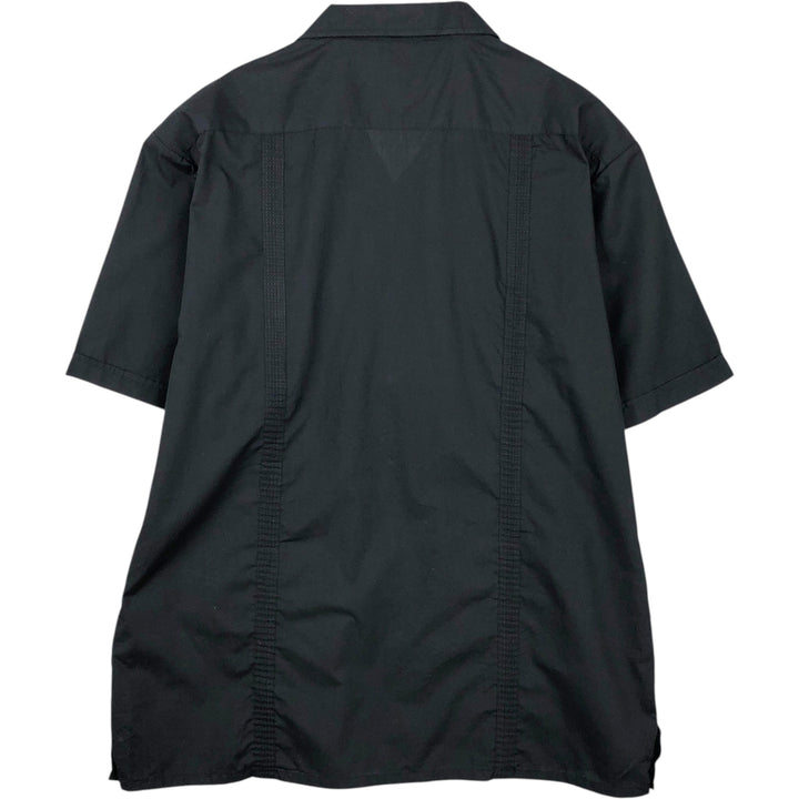 OMEGA fashion Short-sleeved open-collar Mexican shirt, Cuban shirt, boxy shirt, men's size XL. cotton black type Vintage Second Hand