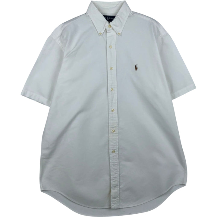 Ralph Lauren Classic Fit short sleeve button down shirt, men's size L cotton white type Vintage Second Hand