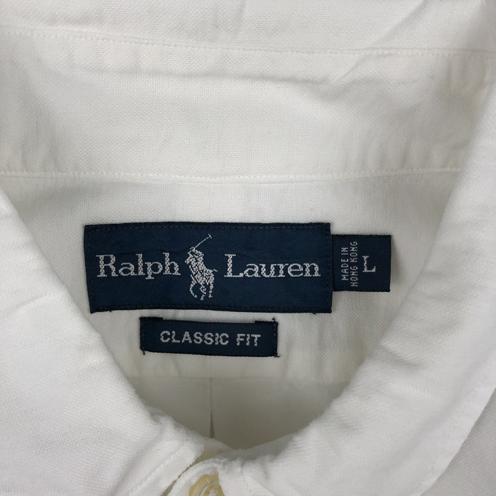 Ralph Lauren Classic Fit short sleeve button down shirt, men's size L cotton white type Vintage Second Hand