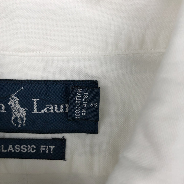Ralph Lauren Classic Fit short sleeve button down shirt, men's size L cotton white type Vintage Second Hand