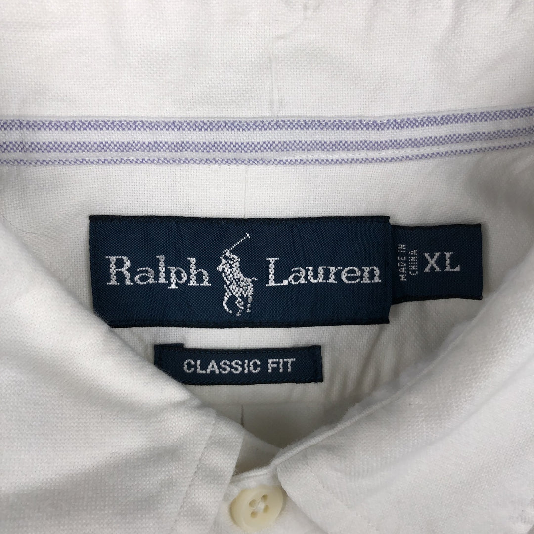Ralph Lauren Classic Fit short sleeve button down shirt, men's size XL cotton white type Vintage Second Hand