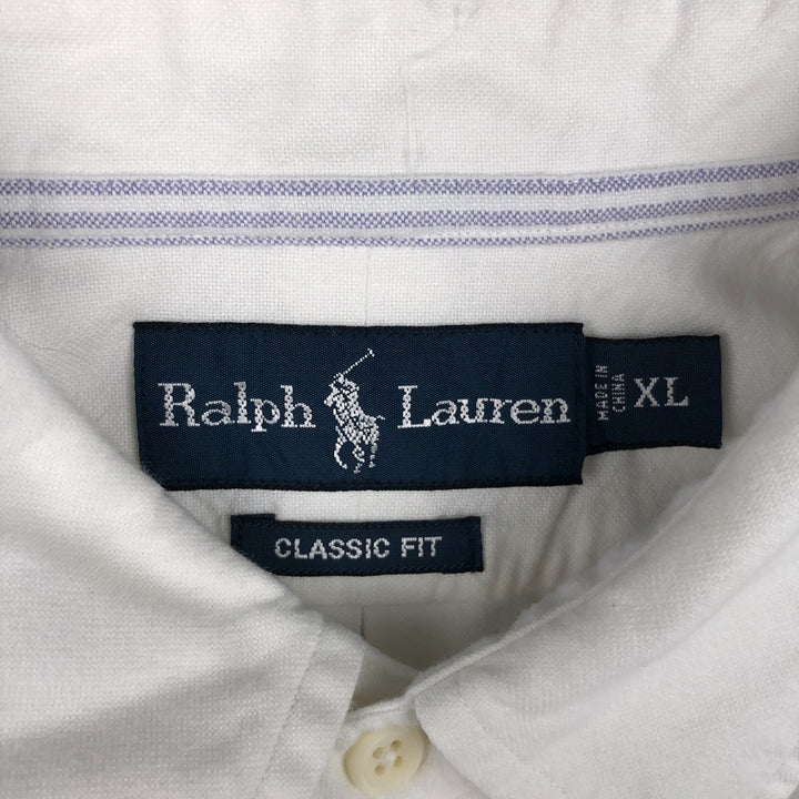 Ralph Lauren Classic Fit short sleeve button down shirt, men's size XL cotton white type Vintage Second Hand