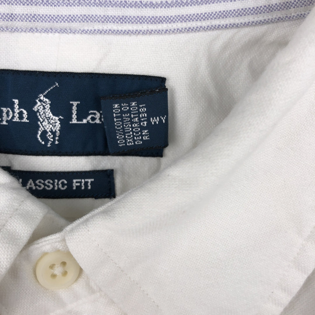Ralph Lauren Classic Fit short sleeve button down shirt, men's size XL cotton white type Vintage Second Hand