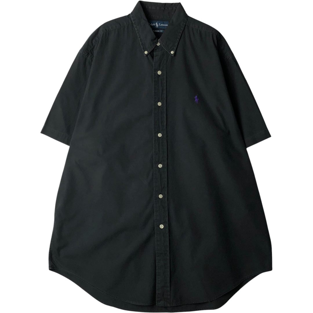Ralph Lauren Classic Fit short sleeve button down shirt, men's size L cotton black type Vintage Second Hand