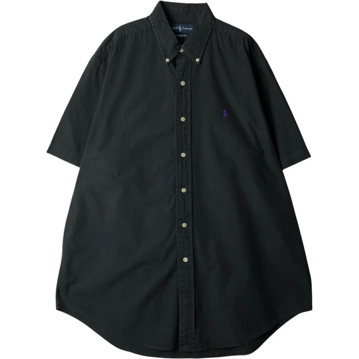 Ralph Lauren Classic Fit short sleeve button down shirt, men's size L cotton black type Vintage Second Hand